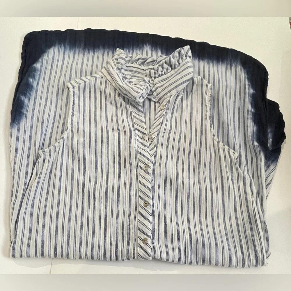 Emma G Blue Striped Cotton Sleeveless Dress - Picture 9 of 14